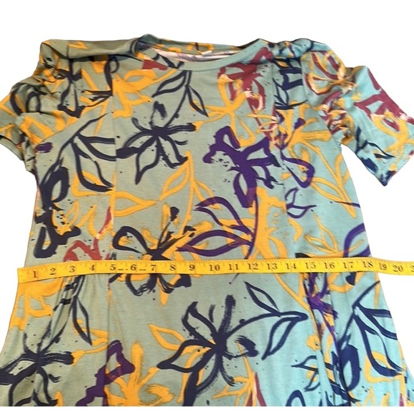 LOGO Lori Goldstein Green & Floral Jersey Knit Midi/ Maxi Dress Sz Sm Art 2 Wear - Picture 11 of 13